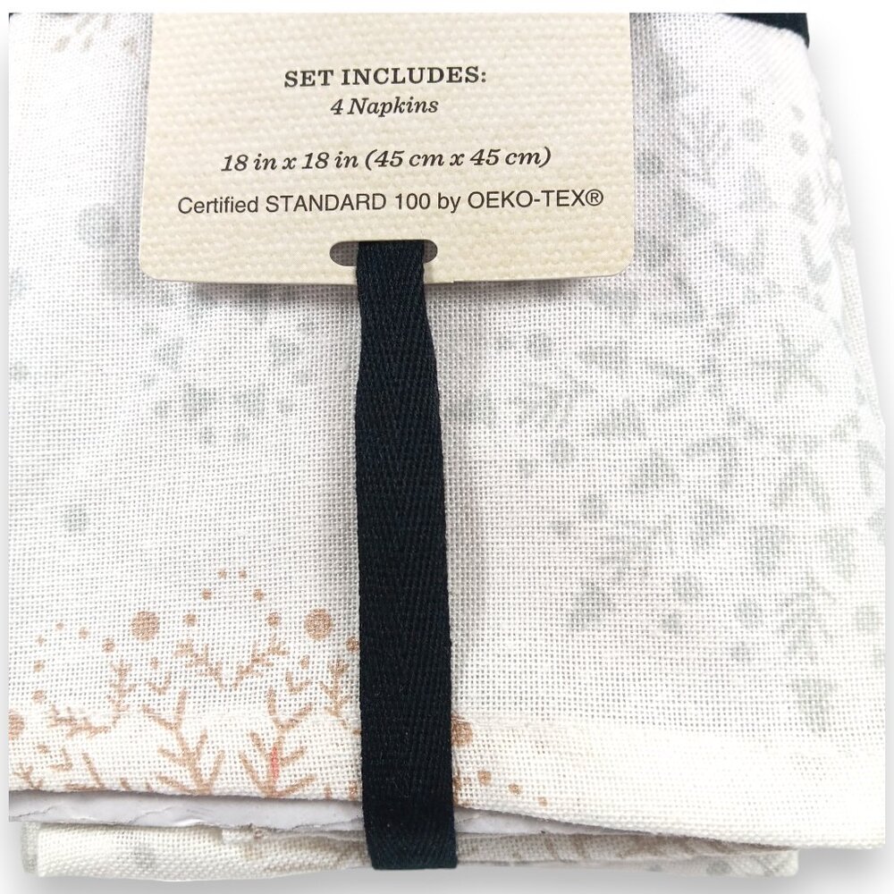 Bee & Willow-Silver& Gold Snowfall- Napkins- 18"x18"- Holiday- White - Picture 5 of 7